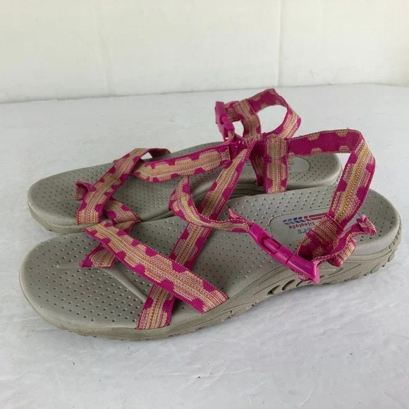 Skechers Outdoor Lifestyle Sandals Women Pink Tan Strappy Buckle Hiking Walking - Picture 4 of 8